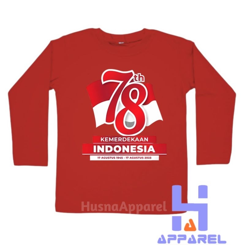 BAJU ANAK KAOS ANAK KEMERDEKAAN INDONESIA 17 AGUSTUS LENGAN PANJANG