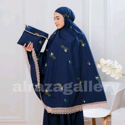 Mukena Bordir Katun Premium Bunga Cantik Renda Mewah Terbaru