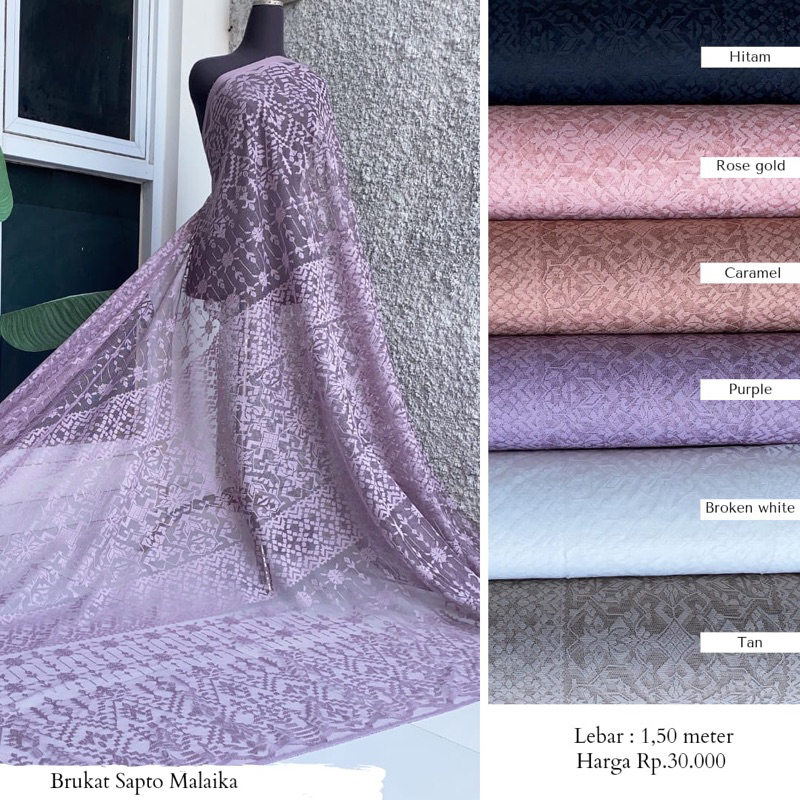 Kain Brokat Lace Brokat Malika Tumpal Atas Bawah