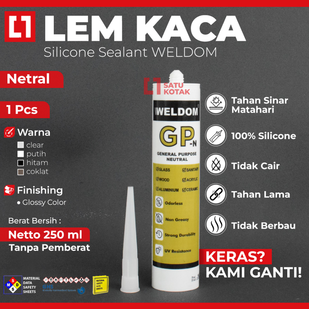 Silicone Sealant Lem Kaca Perekat Netral - Weldom