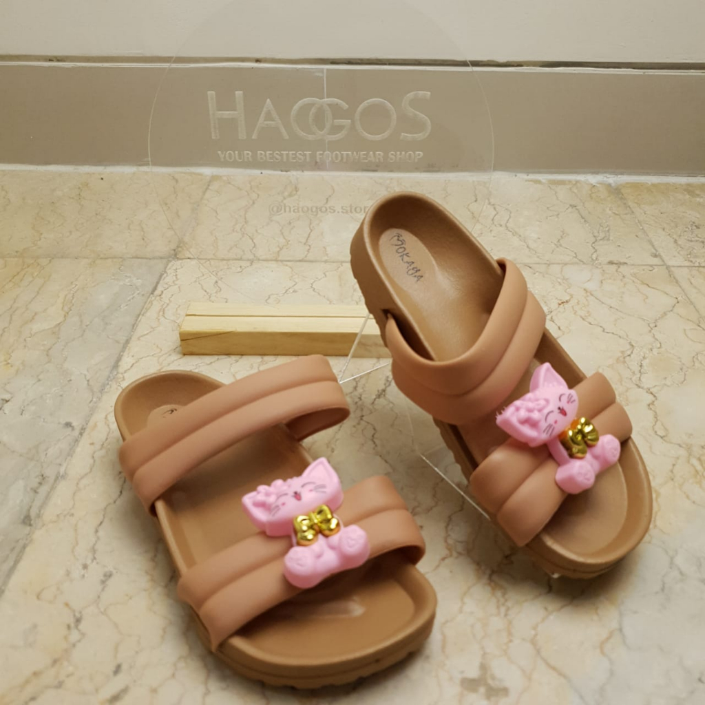 Sandal Slop Anak PCU Motif Cat Pita Lucu Import MKY 8038-X 24-29