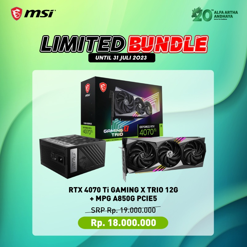 PAKET MSI VGA RTX 4070 Ti GAMING X TRIO 12G + PSU MPG A850G PCIE5