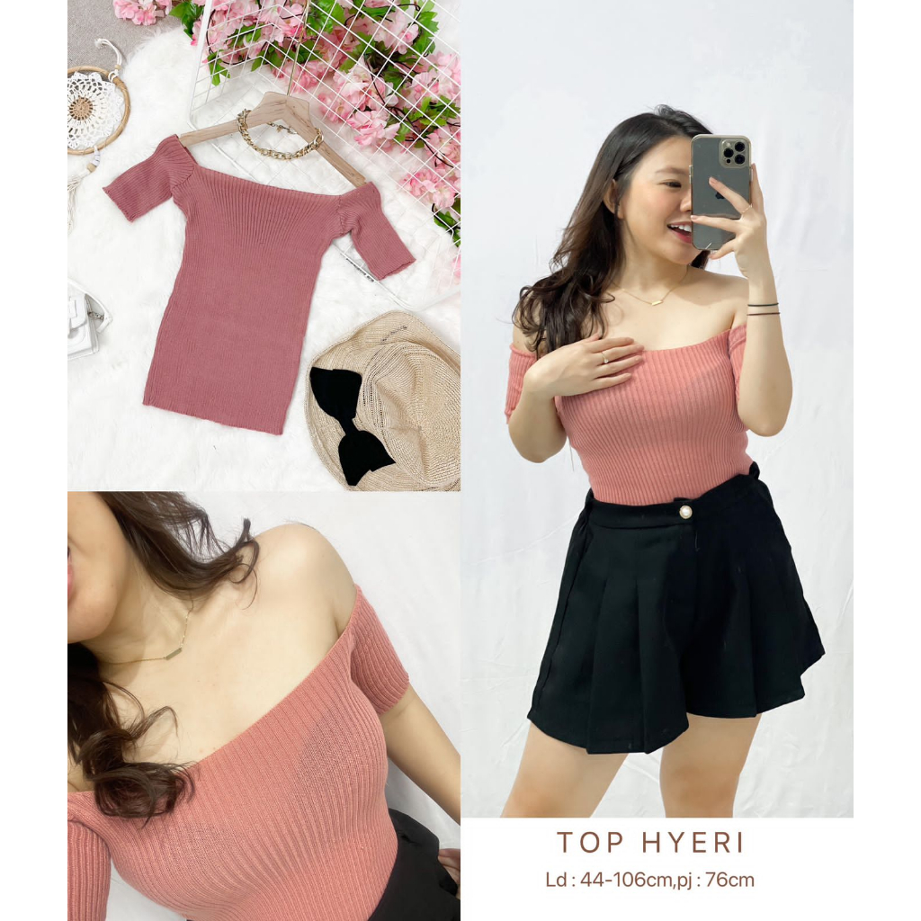 Atasan Wanita Bahan Rajut Sabrina Top Hyeri  / Mini Top Hyeri HOPYLOVY