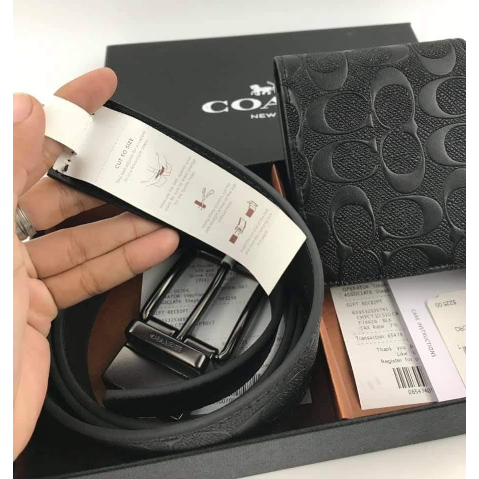Coach Men's Fashion Folding Wallet Short Wallet Fold Wallet (Wallet + Belt) 74991 74993 26072 5371