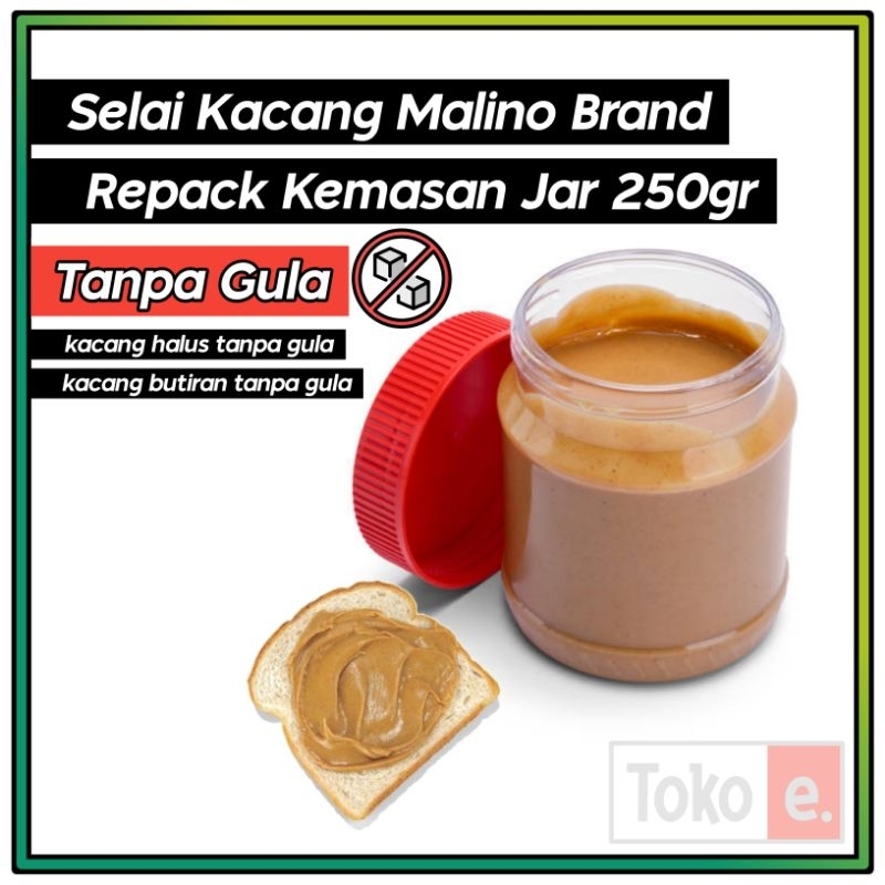

Selai Kacang MALINO BRAND Repack 250gr/Tanpa Gula