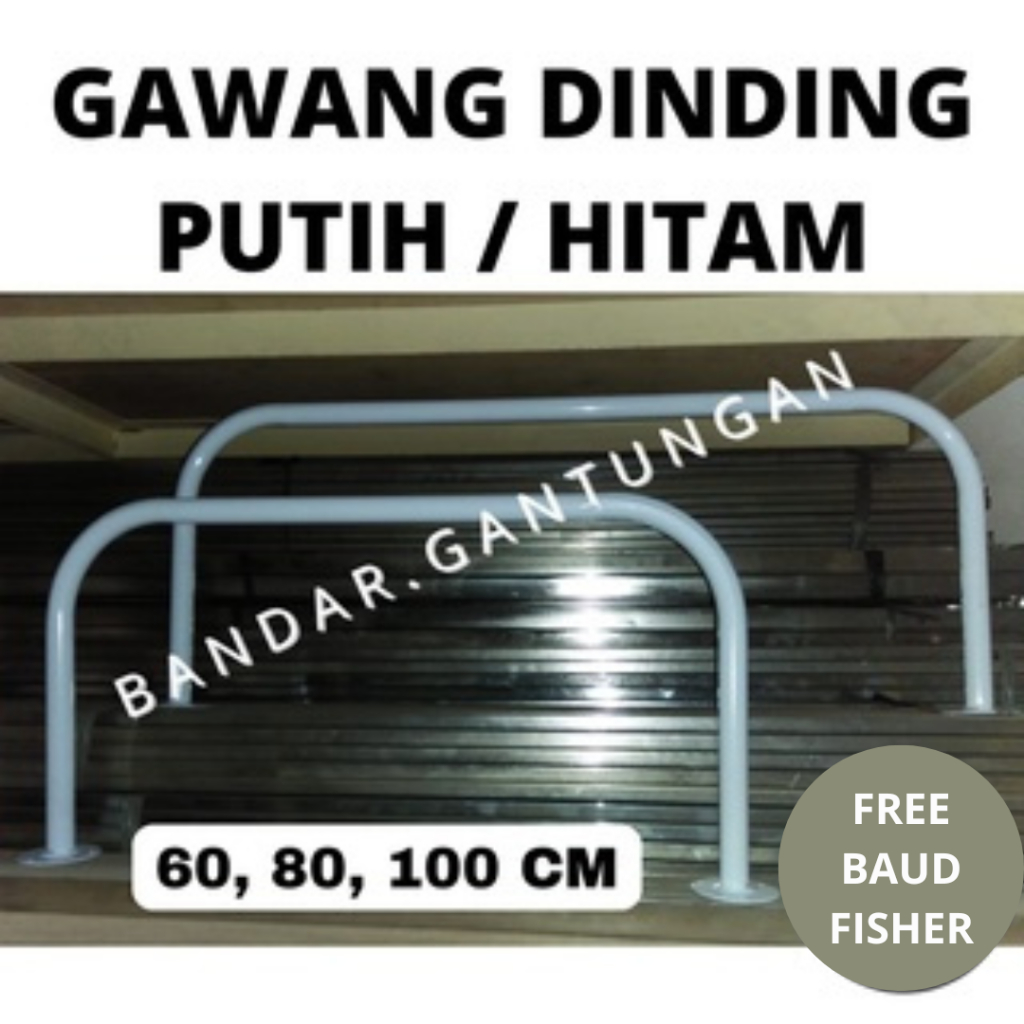 MURAH PROMO Gawang Baju Dinding Full Coating Anti Karat 60 / 80 / 100 Cm + Baud + Fisher Gawang Baju Tembok Gawang Dinding Gawang Baju Besi Gawang Baju Tempel Tembok - SET F