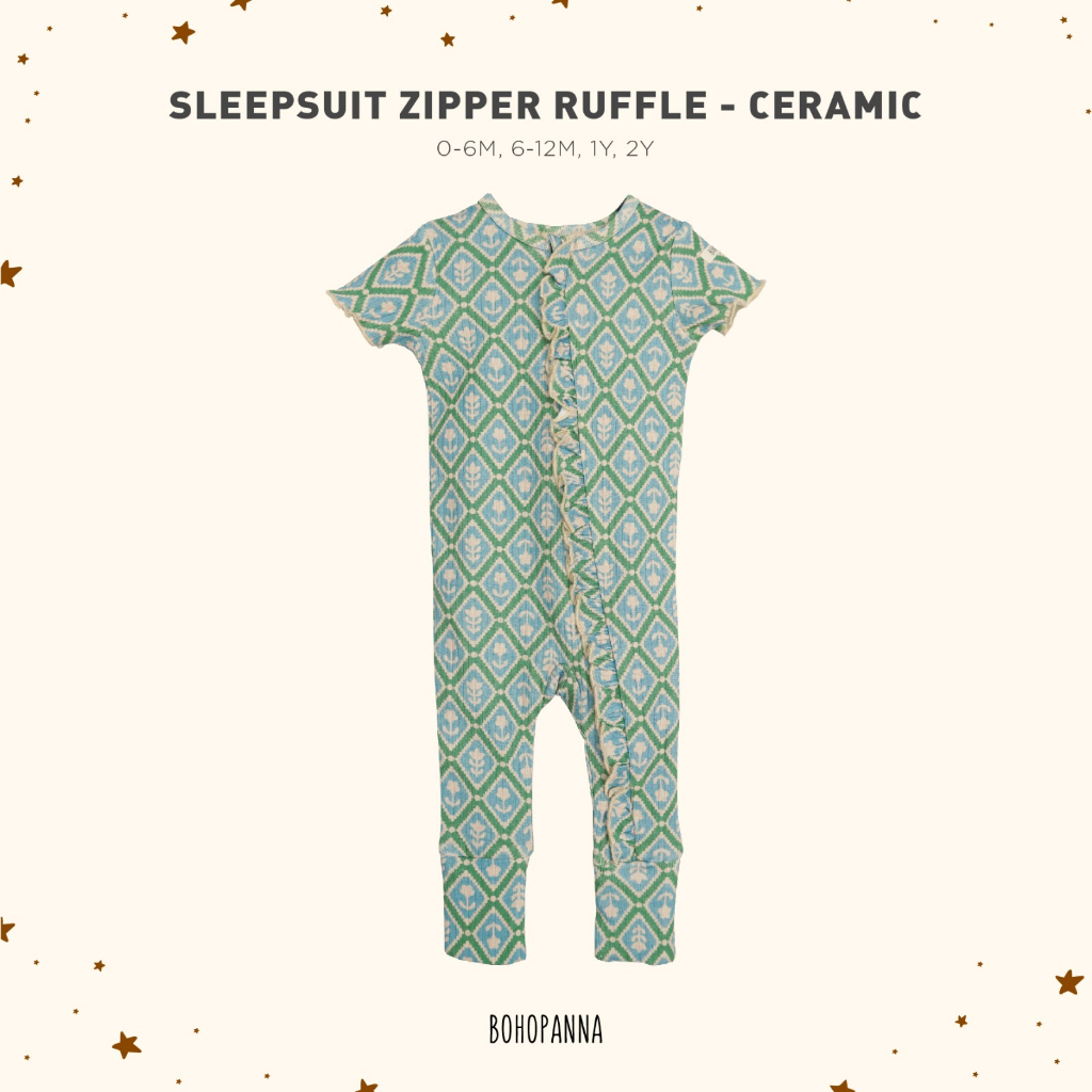 BOHOPANNA - SHORT SLEEPSUIT RUFFLE - Baju Tidur Anak Terbaru