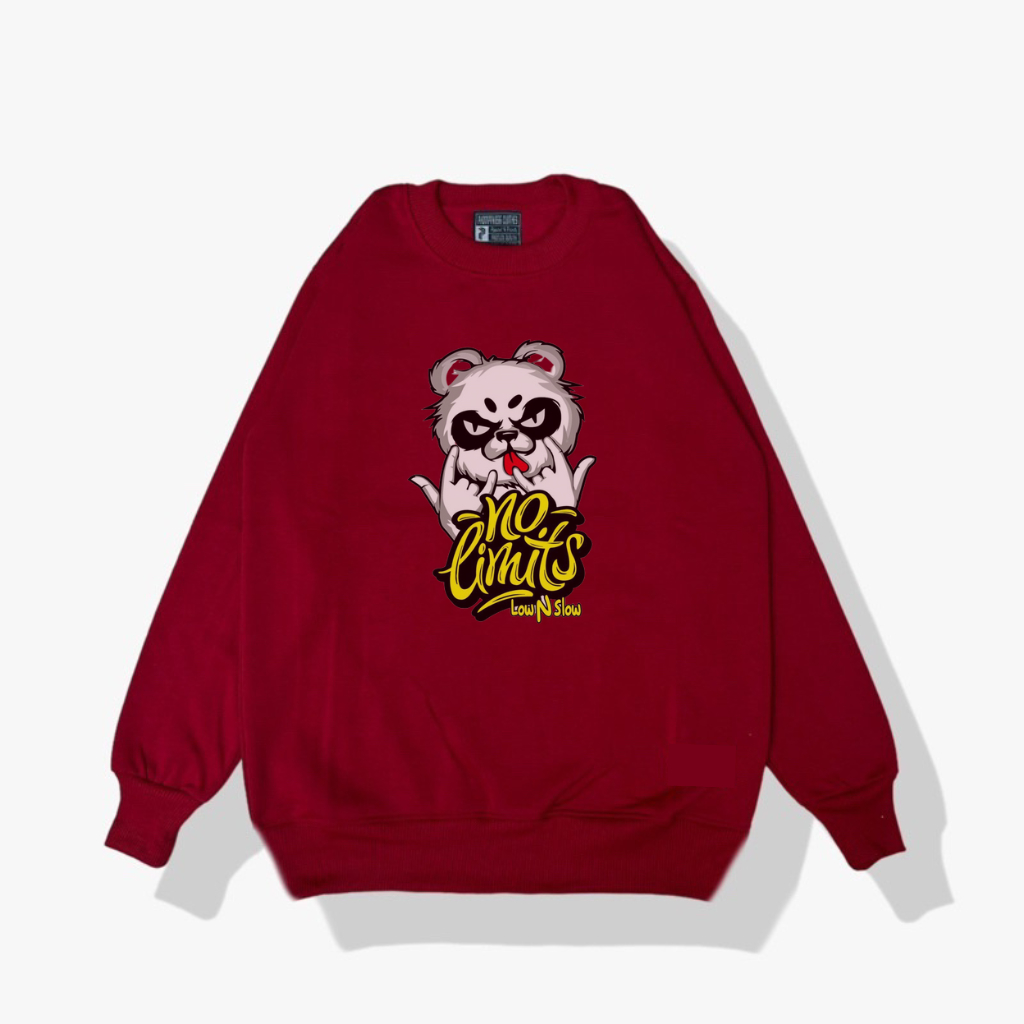 CREWNECK PRIA DISTRO / CREWNECK SWEATER METAL MAROON / crewneck Polos Sablon/