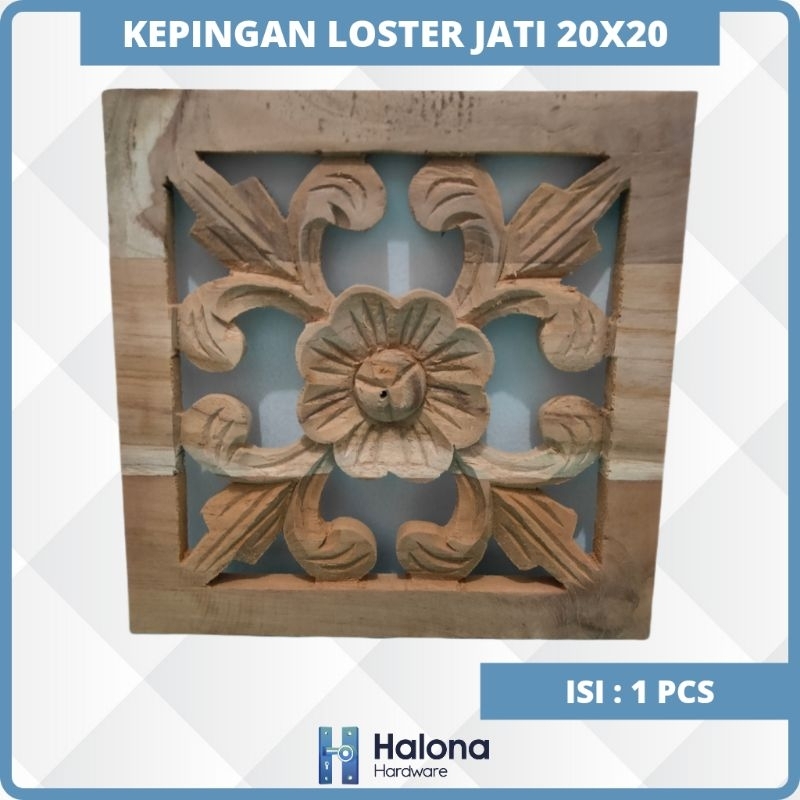 KEPINGAN LOSTER KAYU 20X20 JATI - DEKORASI DINDING KAYU - VENTILASI LUBANG ANGIN - UKIRAN ORNAMEN JE