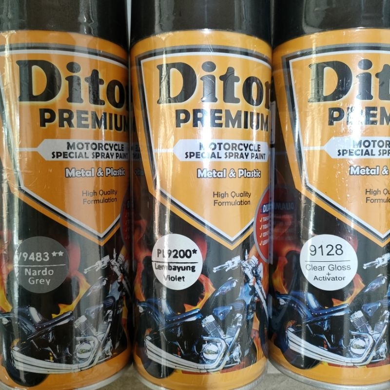 Pilok Cat Diton Premium Paket Lengkap 3 Kaleng Abu Abu Lembayung Violet 9200 Nardo Grey 9483 Clear Ungu Clear Gloss 9128 400cc Pilok Paketan Cat Semprot Special Spray Paint