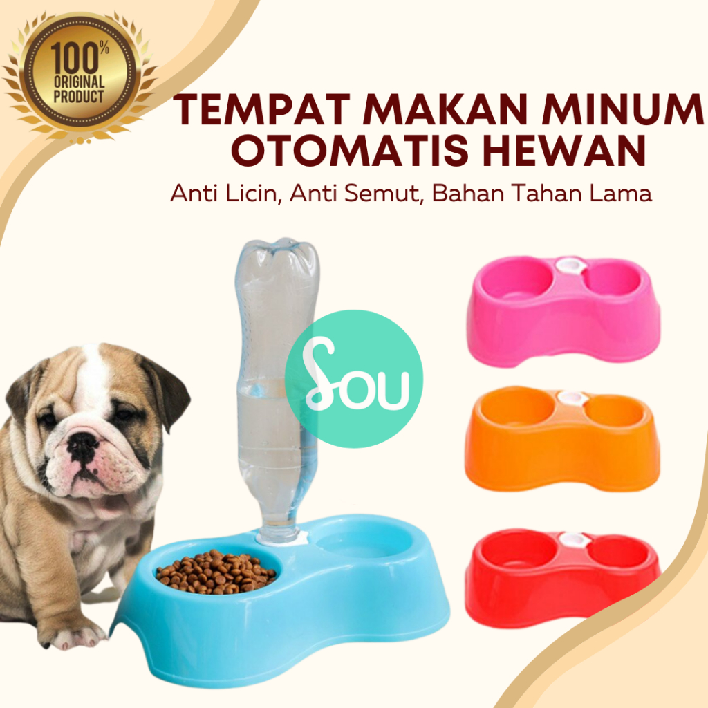 TEMPAT MAKAN MINUM KUCING OTOMATIS MANGKOK BOTOL