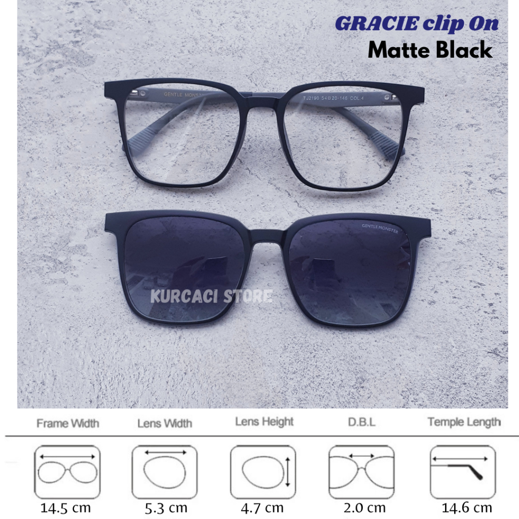 Frame Kacamata FREE Clip ON Glacie Pria Wanita Model Kotak Korea Minus Photocromic Blueray