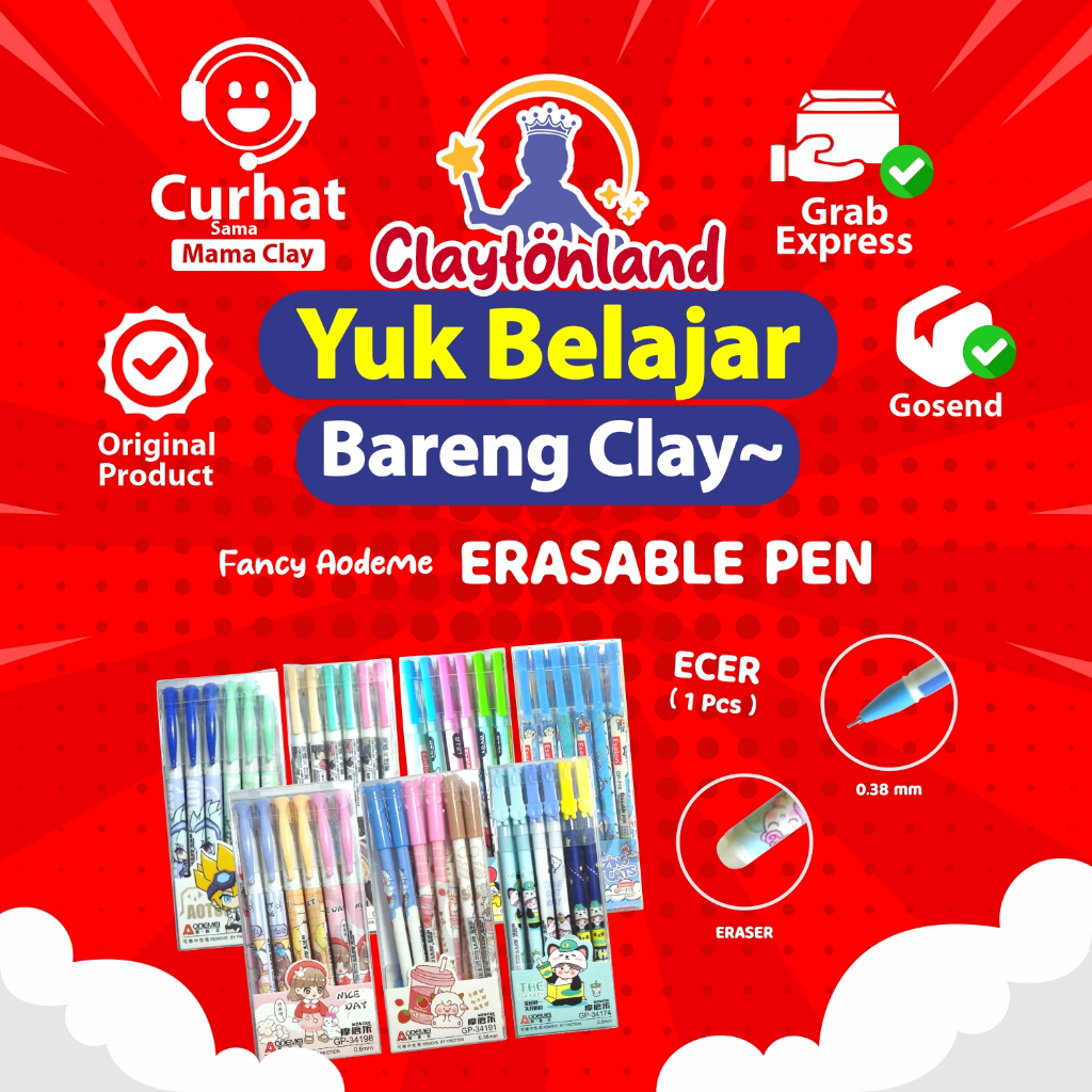 

1 PCS BALLPOINT / Pen Bisa Dihapus / Pen Gel Hapus / Erasable Pen / Bolpen Lucu Fancy AODEMEI ECER (1Pcs)