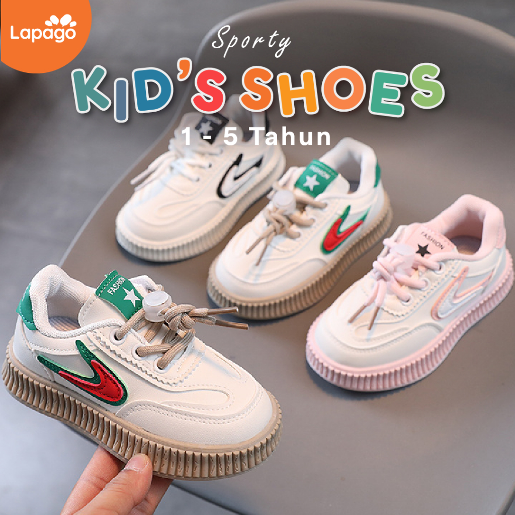 LAPAGO - Sepatu Sneaker Casual Anak Laki Laki Perempuan Import Usia 1 - 5 Tahun Type MGF