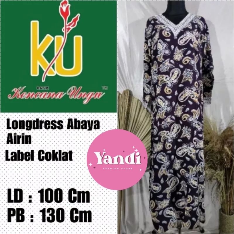 KENCANA UNGU  ORI LONGDRESS  ABAYA AIRIN 100 CM LABEL COKLAT