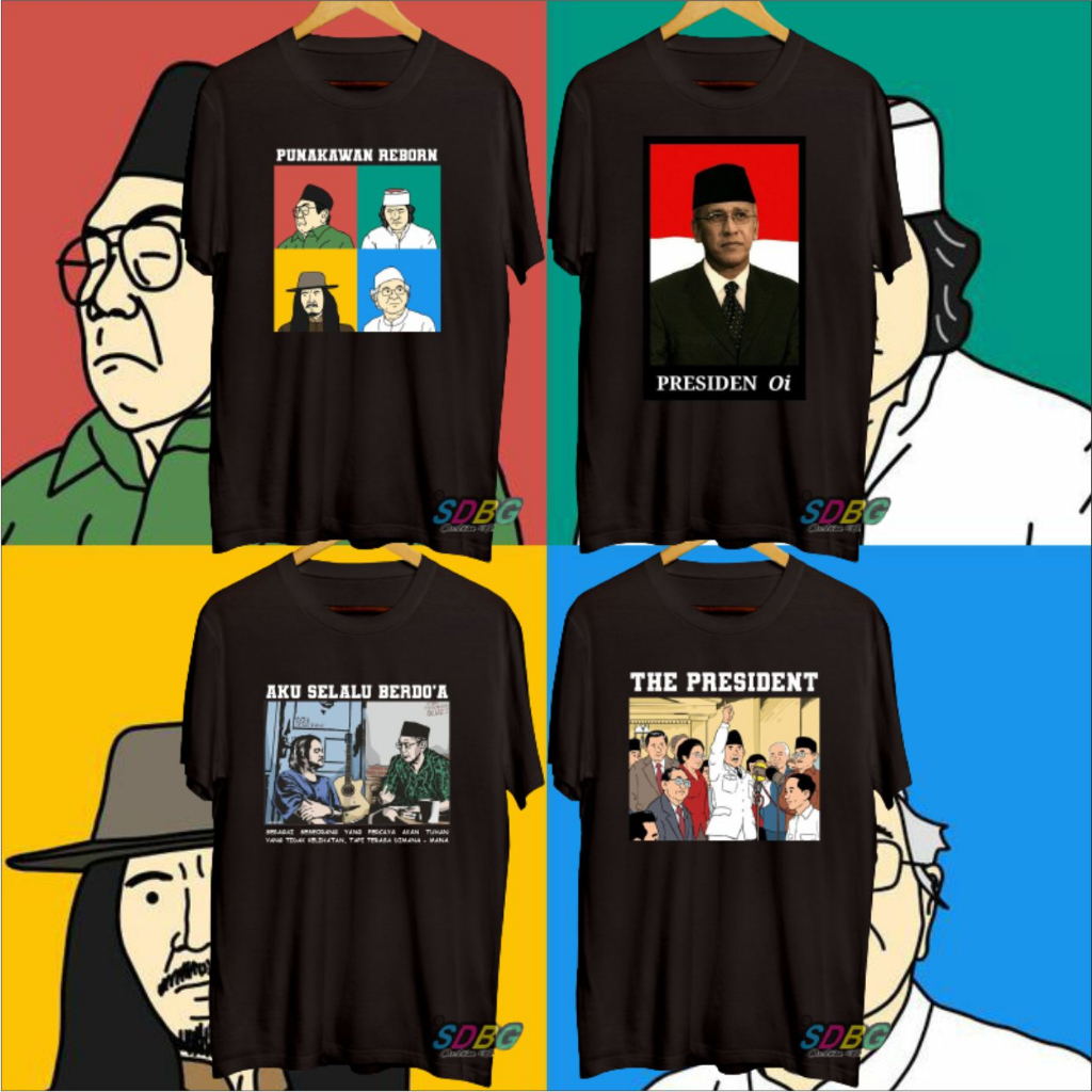kaos baju distro punakawan reborn - kaos gusdur curt cobain - kaos presiden indonesia