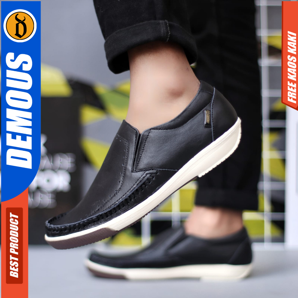 DEMOUS Sandro - Sepatu Formal Casual Hitam Kulit Kerja Pria