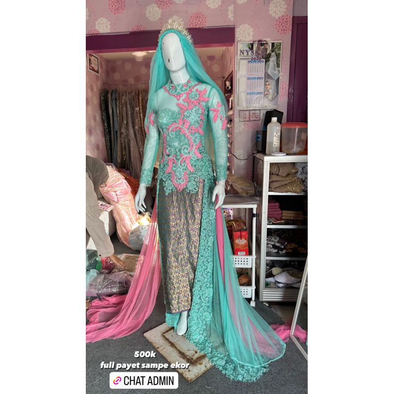 kebaya pengantin modern preloved full payet warna ga pasaran