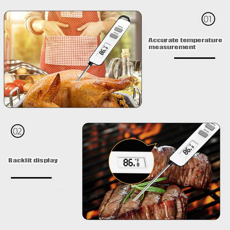 Termometer Makanan Digital Waterproof Minuman Food Thermometer Pengukur Suhu Daging Steak Kopi Susu Air Dll