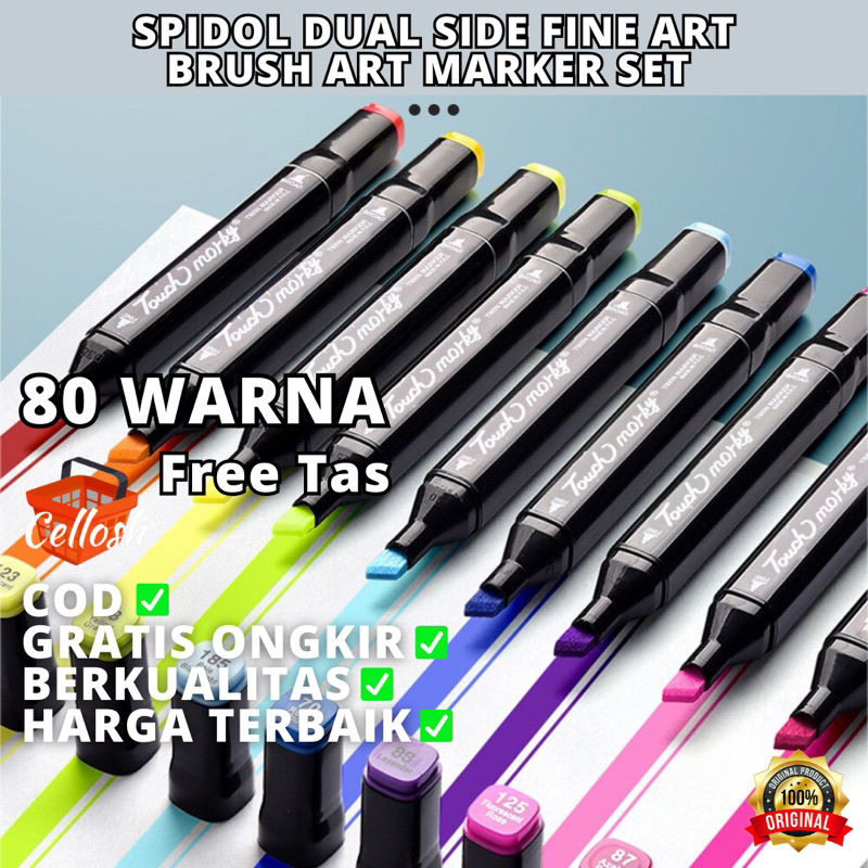 Spidol Stabilo 12 24 30 36 40 48 60 80 Warna Dual Side Fine Art Brush Pen Animation Marker Set Sketsa