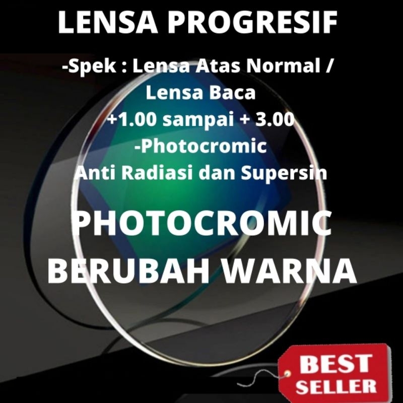 Lensa Progresif Photocromic Baca Tanpa Pembatas Berubah warna
