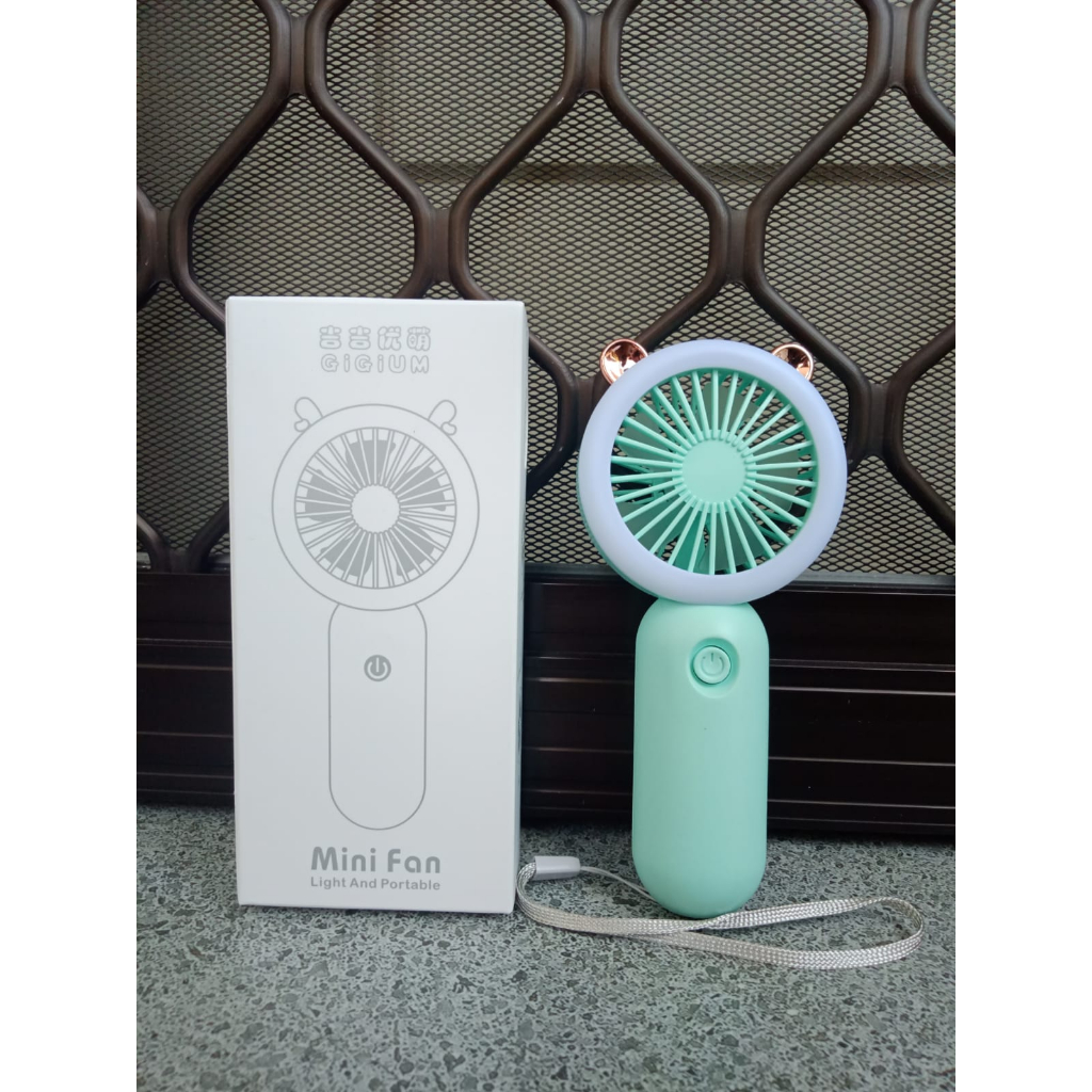 Handy Mini Fan Adorable Light Portable Kipas Angin Lampu LED kipas Angin Genggam