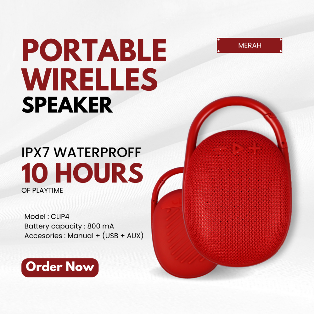 Speaker Bluetooth Wireless Portable Clip 4 IPX7 Waterproff