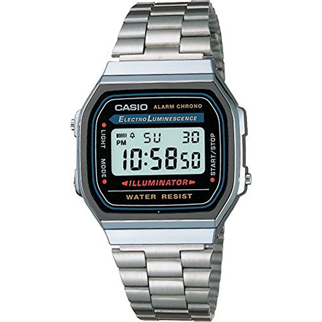 Casio Original Vintage A168WA-1W Jam Tangan Unisex Digital Retro Stainless Steel Silver