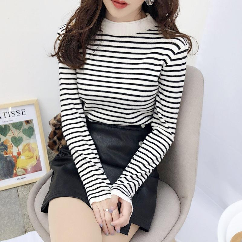 【 Bra Mall 】BJ-045  Pakaian Wanita Baju Atasan Lengan Panjang Import Model Belang 2 Warna Manset Baju Wanita Premium Sweater Keren Ijab