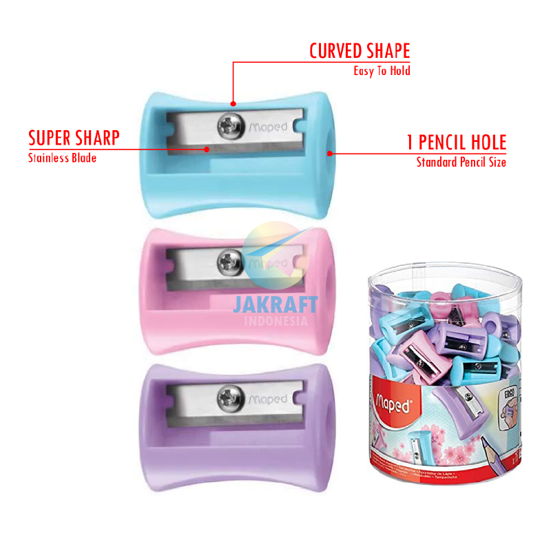 

(1 Pcs) Serutan Rautan Pensil MAPED Vivo Pastel Pencil Sharpener 1 Hole Anti Karat Super Tajam