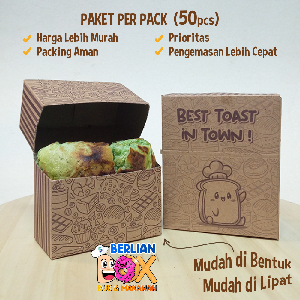 

RB Toast Box Motif isi 50 pcs Bahan Kraft Premium