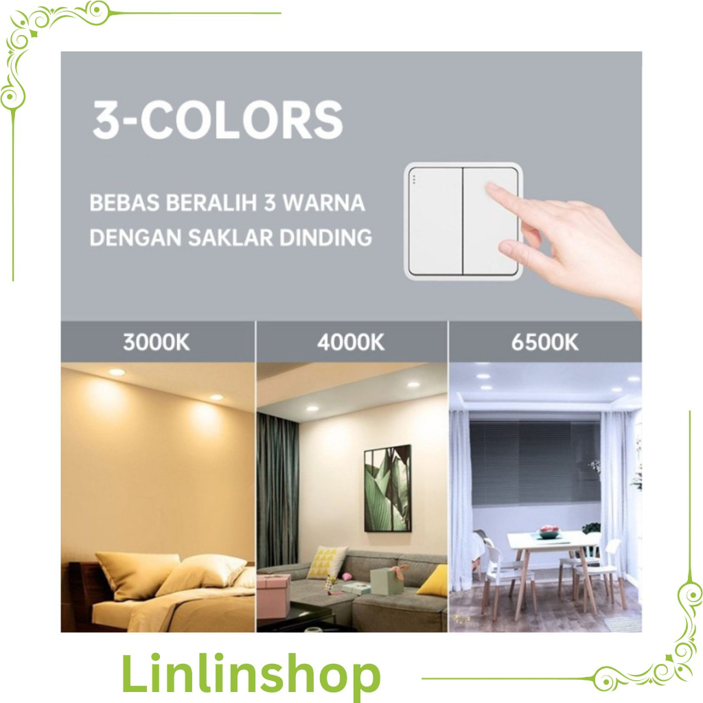 LED Downlight 3-Color 6W Ubah Warna / Lampu Panel IB