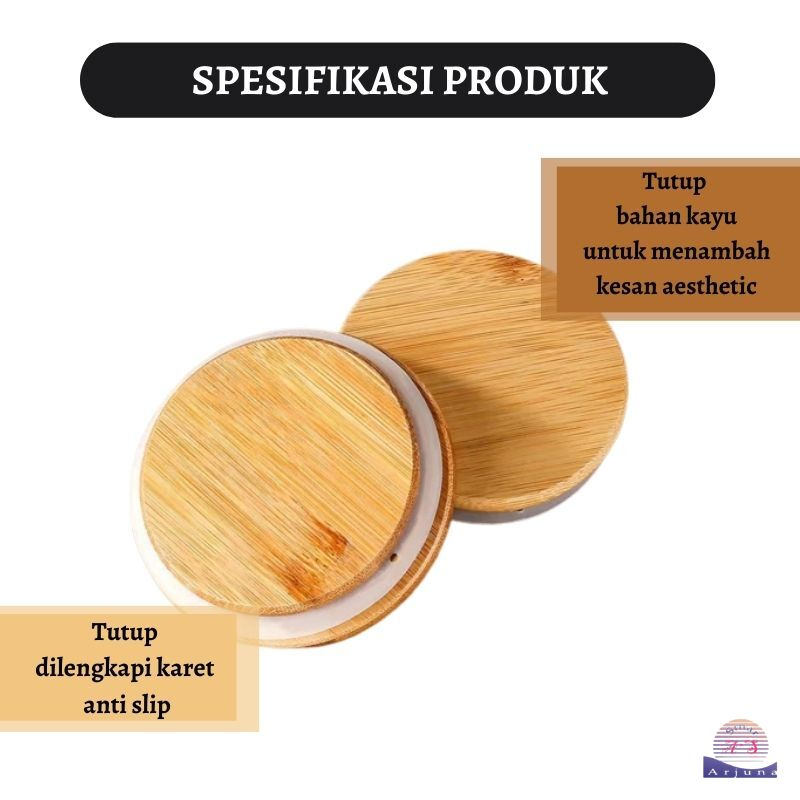 Toples Bening Tutup Kayu Bahan Kaca