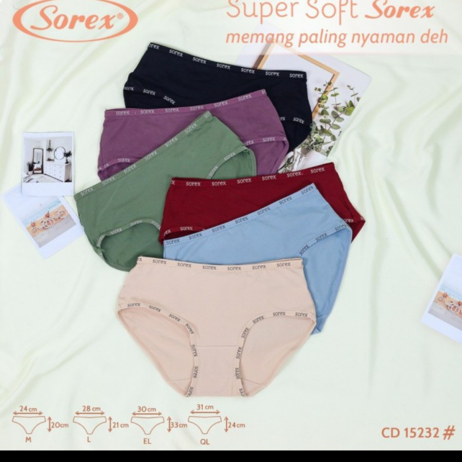 [12 pcs] cd celana dalam wanita sorex 1238 1239 1251 1257 1255 15232 supersoft grosir lusinan