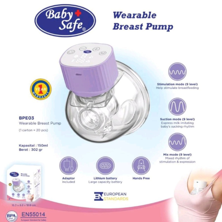Baby Safe BPE03 Wearable Breast Pump | Pompa ASI Portable Wireless