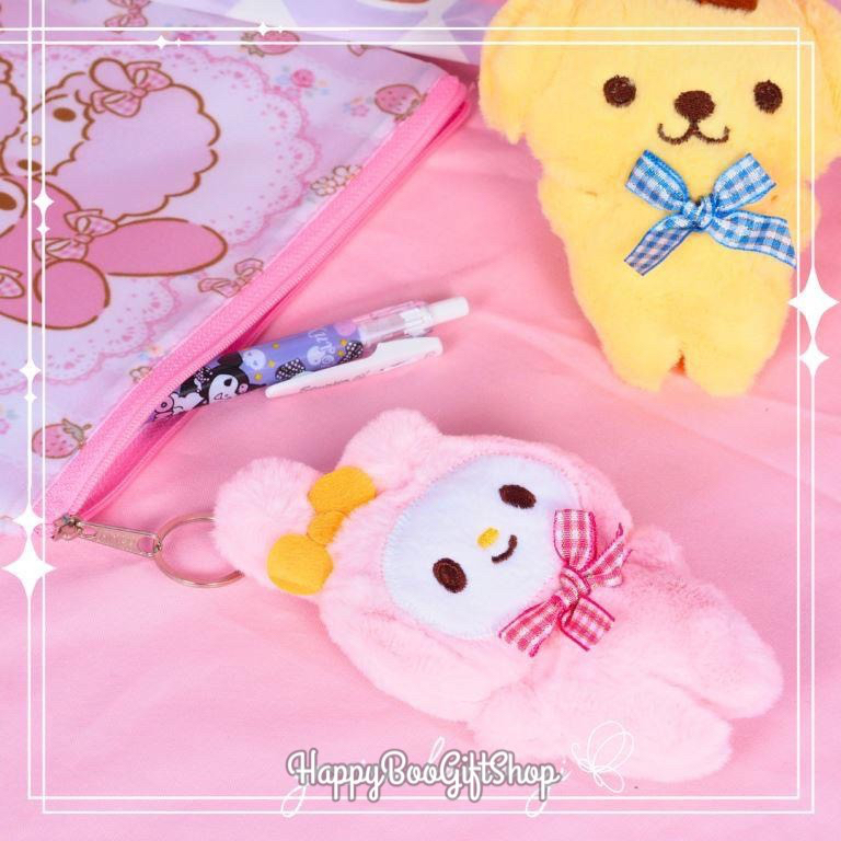 gantungan kunci boneka sanrio pita kotak kotak sapit lolita cute kawaii melody purin kuromi cinnamoroll