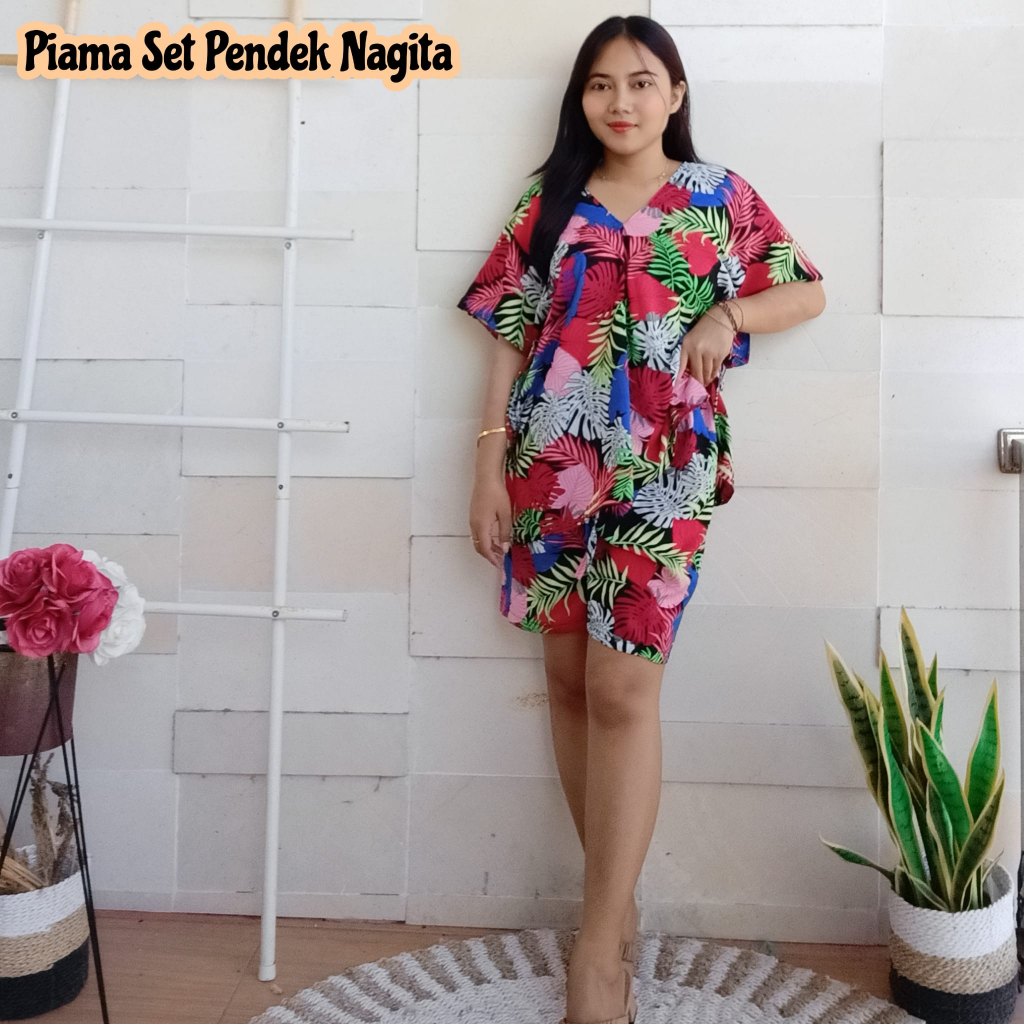 PIYAMA SET PENDEK NAGITA MOTIF