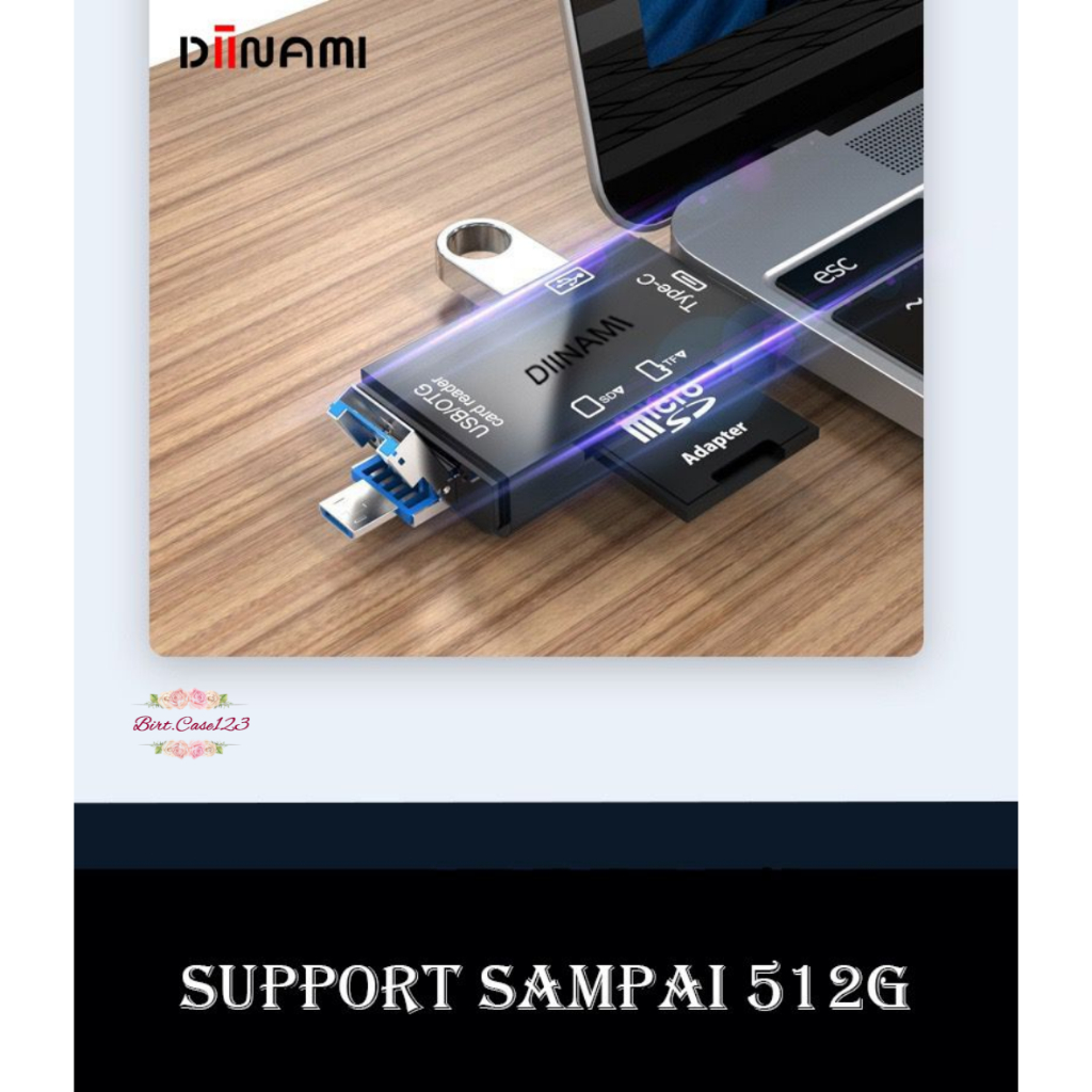 DIINAMI High Speed 6 in 1 OTG Card Reader USB 3.0 SD TF Micro SD Card Reader Type C Micro OTG Card Reader BC8103