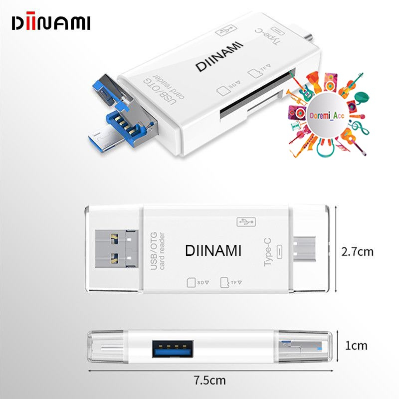 DA DIINAMI HIGH SPEED 6 IN 1 OTG CARD READER USB 3.0 SD TF MICRO SD CARD READER TYPE C MICRO OTG CAR