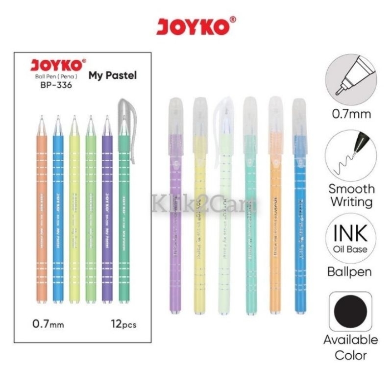 

Bolpen gel Joyko BP336 0.7mm hitam my pastel