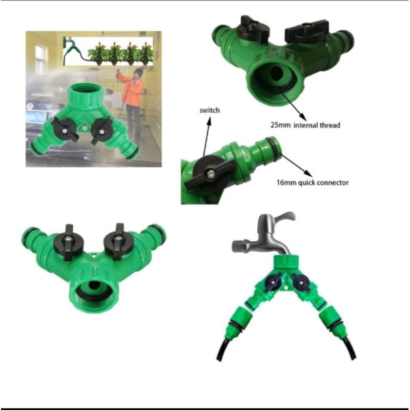 KONEKTOR 2 CABANG | ADAPTOR KRAN AIR 3 CABANG UNTUK 3/4 &amp; 1/2Inch