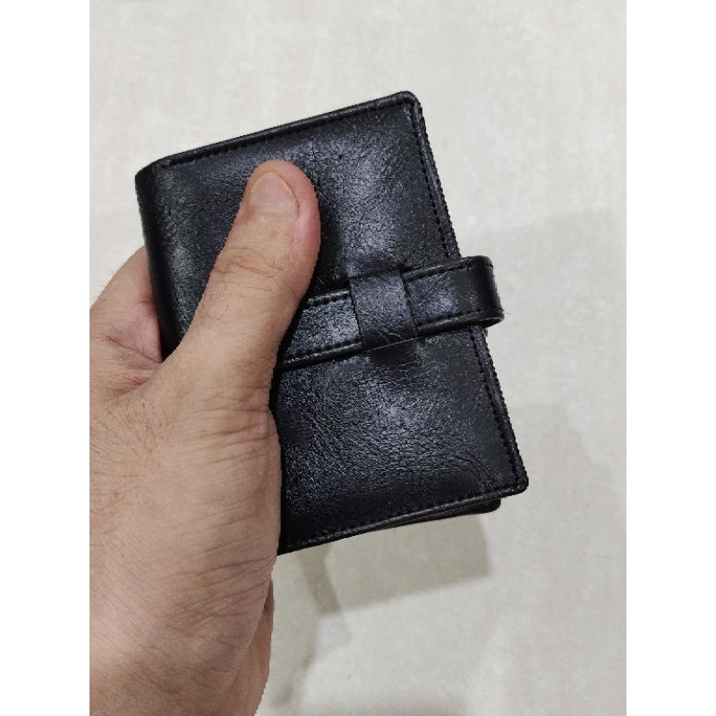 Dompet kartu ori dua sisi double kancing dan tusuk