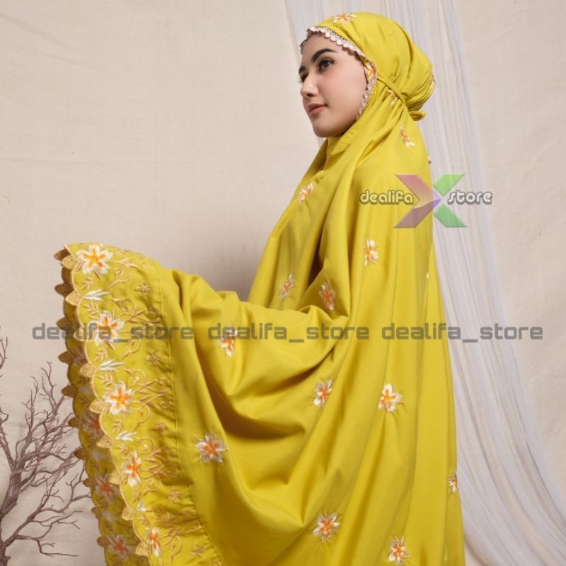 Mukena Dewasa Bunga Sakura Katun Premium Full Bordir Terbaru