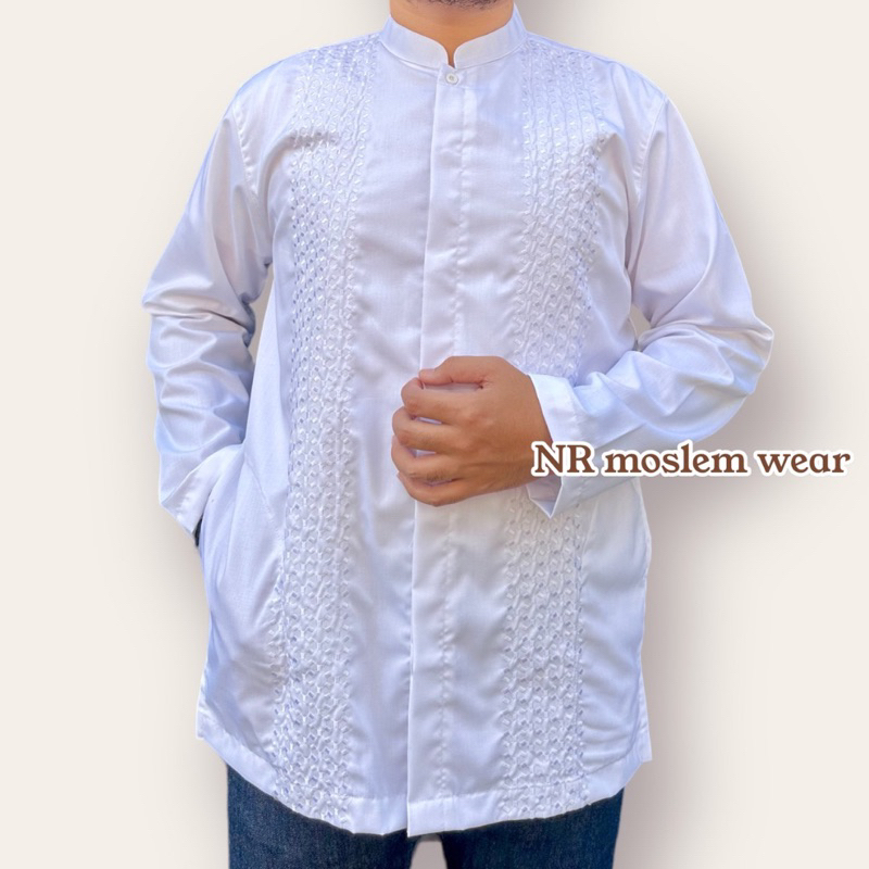 BAJU KOKO PREMIUM PUTIH BERSIH BAHAN KATUN TOYOBO , BAJU KOKO PERLENGKAPAN UMROH DAN HAJI