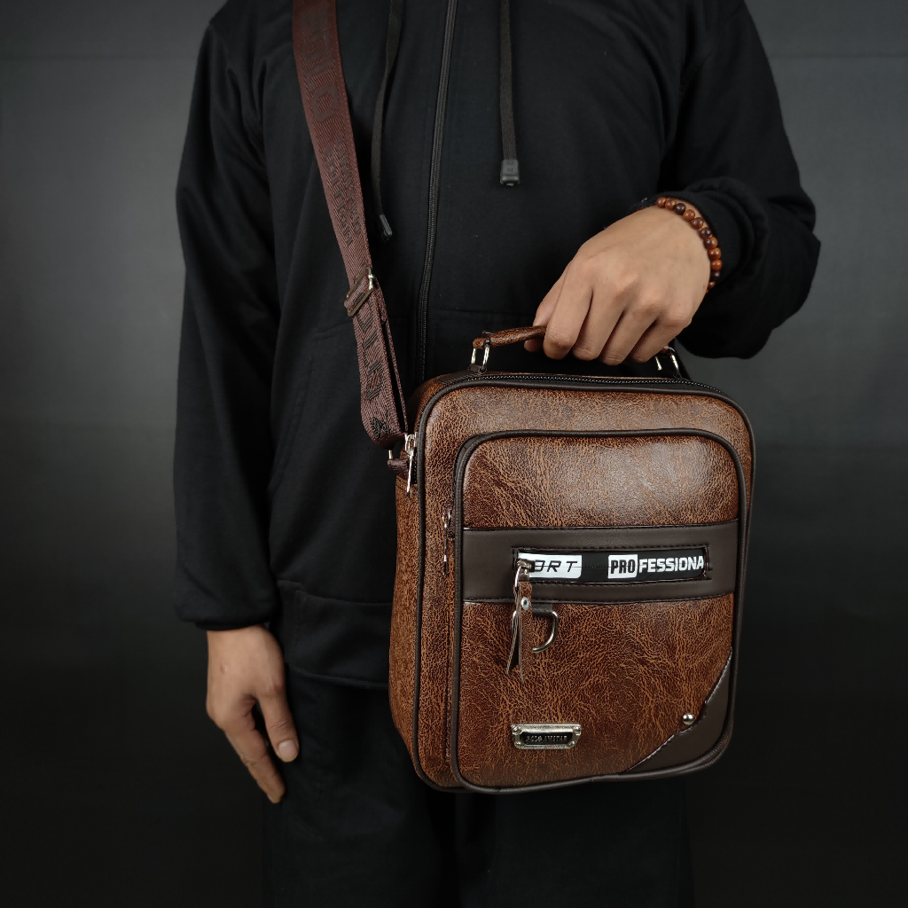 POLO AMSTAR - Tas Selempang Kulit PU 10&quot; Inchi Slingbag Tas pria tas Kantor