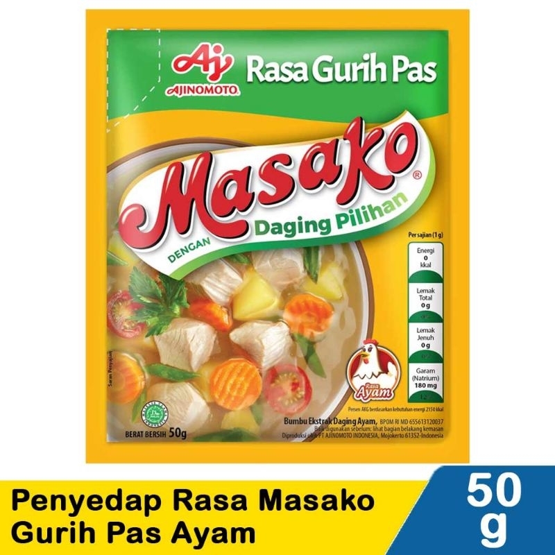 

Ajinomoto Penyedap Rasa Masako Gurih Pas Ayam 50G