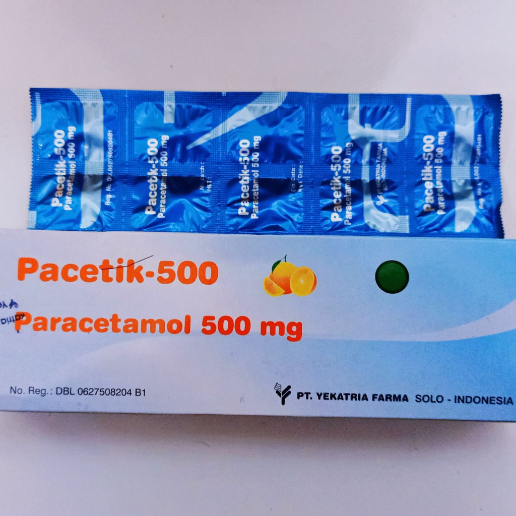 Pacetik Paracetamol Tablet 500 mg Per Strip Isi 10 Tablet