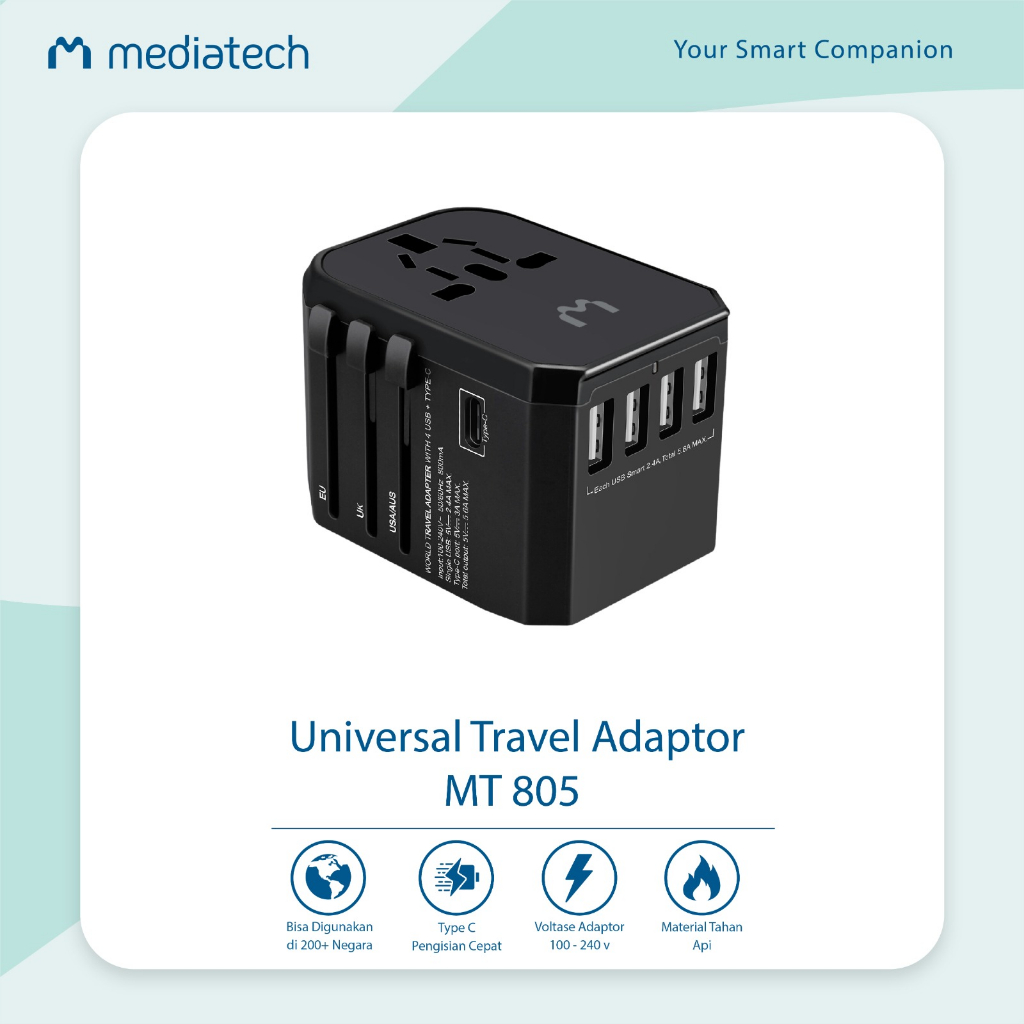 Universal travel charger &amp; adapter MT 805 / universal travel adapter Mediatech  - 630002