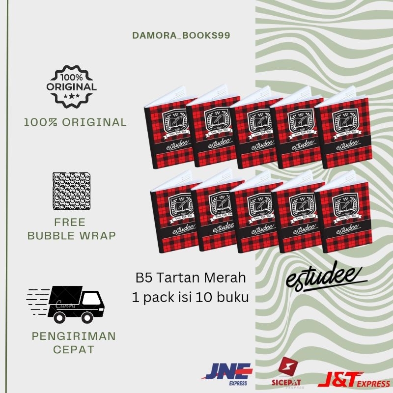 

Buku Tulis B5 Tartan Merah 48 Lembar Isi 10 buku