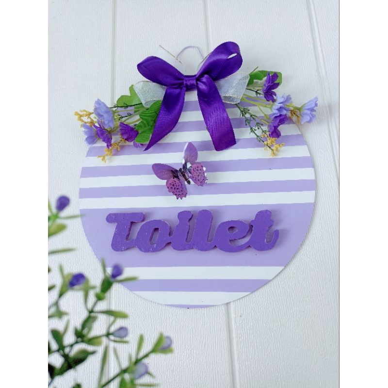 gantungan pintu toilet, Assalamualaikum wellcome ungu lilac 3D